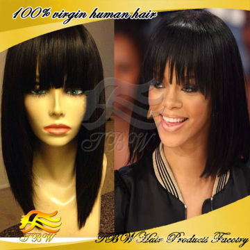 Brazilian human hair short bob wig glueless lace front wigs for black women